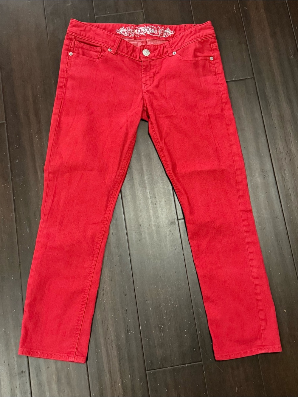 Express Women's Bright Red Skinny Jeans